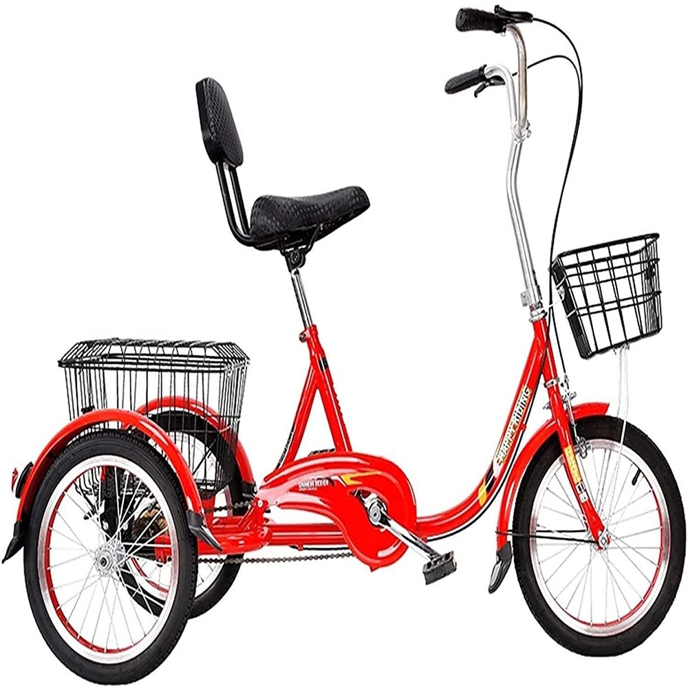 HAOKAZLBR Adult Tricycle, Adult Trikes for Shopping Travel Adult Trike, Three Wheel Cruiser Bike, 16-Inch Wheels, 1 Speed 3-Wheel Tricycle for Shopping with Installation Tools, oujinmm2024327