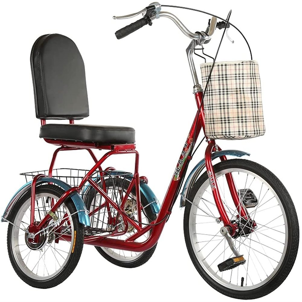 HAOKAZLBR Adult Tricycle, Adult Trikes for Shopping Travel Mini Adult Tricycle Trike Three Wheels Bicycle with Front Rear Large Basket Seniors Men Women Picnics & Shopping 3 Wheel Bike Trike