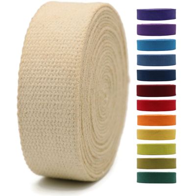 2" & 1.5'' & 1" Cotton Webbing - 5 Yards - 50+ Colors -%100 Natural Cotton - Turkish Woven - Heavy Duty 1 Inch 1.5 Inch 2 Inch Canvas Webbing for Sewing Straps Bag Climbing Indoors Craft DIY 11584