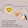 14K Gold Plated 925 Sterling Silver Post Rose Flower Stud Earrings for Women Birthstone Cubic Zirconia Studs Earrings Hypoallergenic & Nickel Free Jewelry Rose Gold Plated Citrine view 3