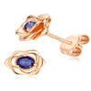 14K Gold Plated 925 Sterling Silver Post Rose Flower Stud Earrings for Women Birthstone Cubic Zirconia Studs Earrings Hypoallergenic & Nickel Free Jewelry Rose Gold Plated Sapphire view 1