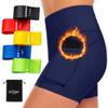 M&M SCRUBS Women's High Waist Yoga Shorts Tummy Control Deep Pockets with 5 Set of Exercise Workout Bands Combo Pack (Medium, True Navy Blue with Resistance Bands) view 1