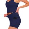 M&M SCRUBS Women's High Waist Yoga Shorts Tummy Control Deep Pockets with 5 Set of Exercise Workout Bands Combo Pack (Medium, True Navy Blue with Resistance Bands) view 4