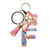 SANLONGXL Cute Initial Letter Keychains for Women Girls Tassel Butterfly Pink Purple Green Keychain for Backpack School Bag (F-Pink) view 1