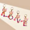 SANLONGXL Cute Initial Letter Keychains for Women Girls Tassel Butterfly Pink Purple Green Keychain for Backpack School Bag (F-Pink) view 3