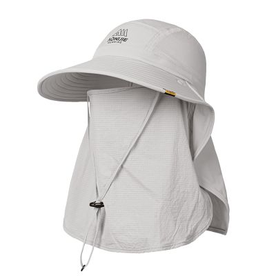 AONIJIE Wide Brim Sun Hat with Face Cover & Neck Flap for Men Women, Fishing Hats UPF 50+ UV Sun Protection (C#Gray)