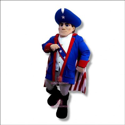 Handsome Patriot Mascot Costume in Blue Coat Adult Size for Men & Women