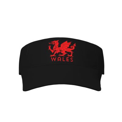 Byoblu Welsh-Flag-Rugby-Red-Dragon-of-Wales- Sport Sun Visor Hats Empty Top Baseball Golf Cap Tennis Sport Hat Black