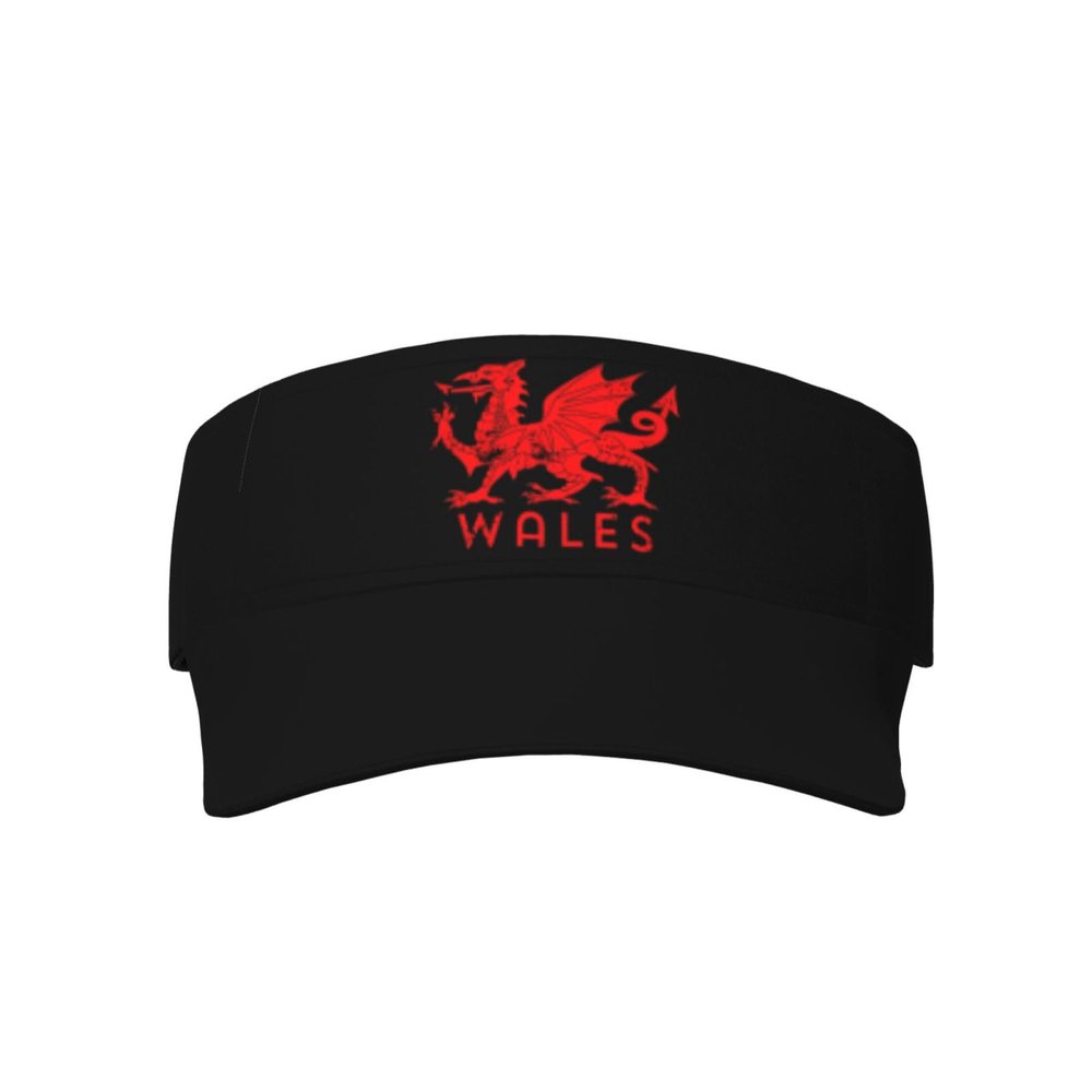 Byoblu Welsh-Flag-Rugby-Red-Dragon-of-Wales- Sport Sun Visor Hats Empty Top Baseball Golf Cap Tennis Sport Hat Black