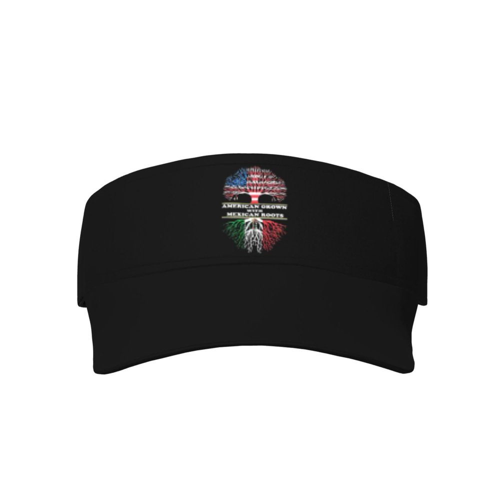 Byoblu American Grown Mexican Roots Sport Sun Visor Hats Empty Top Baseball Golf Cap Tennis Sport Hat Black