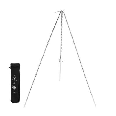 BEIYINAI Outdoor Cooking Tripod Adjustable Garden Campfire Foldable Hanging Portable Tripod Outdoor Camping Cooking Grill Campfire Cooking Accessories