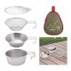 BEIYINAI 4Pcs Stainless Steel Tableware 300ml/450ml Camping Cup Bowl Cookware Set with Long Handle for Outdoor Backpacking Hiking Camping Utensils Set view 2