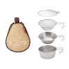 BEIYINAI 4Pcs Stainless Steel Tableware 300ml/450ml Camping Cup Bowl Cookware Set with Long Handle for Outdoor Backpacking Hiking Camping Utensils Set view 3
