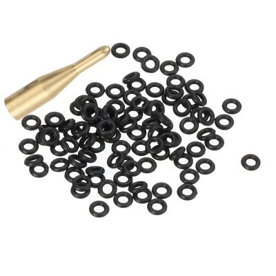 PATIKIL Dart Shaft O-Rings 100Pcs with Applicator Tool, 2BA Non-Slip Rubber O Rings Washers Dart Accessories Kit for Metal Shafts, Gold Tone