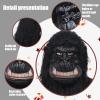 CrDoJu Halloween Monkey Head Mask Chimpanzee Mask Black with Fur Latex Full Head Mask for Carnival Costume Party Prop (Long hair gorilla) view 4
