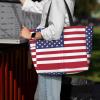 Trukd American Flag Spacious Large Capacity Beach Travel Bag - Foldable Beach Bag Tote Bag With Zipper, Black, TD-STB12153C view 3