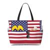 Trukd American Flag Spacious Large Capacity Beach Travel Bag - Foldable Beach Bag Tote Bag With Zipper, Black, TD-STB12153C view 4