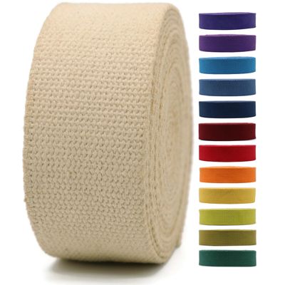 2" & 1.5'' & 1" Cotton Webbing - 5 Yards - 50+ Colors -%100 Natural Cotton - Turkish Woven - Heavy Duty 1 Inch 1.5 Inch 2 Inch Canvas Webbing for Sewing Straps Bags Climbing Indoors Craft DIY 115855