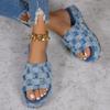 ZJWBB Women's Denim Cloth Heckered Jean Flat Mules Open Toe Wedge Slippers Platform Clogs Non-Slip Boho Sandals Close Pointed Toe Heels Backless Slip-On Loafers Walking Flip Flops view 4