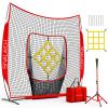 SIYALAICH Portable Baseball Net & Softball Net 7 ftx7 ft,Baseball & Softball Tee and Net,Pitching,Batting Net,Swing Practice Net,with Strike Zone,for Kids and Adults of All Skill Levels view 1