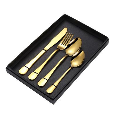 Luxury Golden Stainless Steel Flatware Set Portable Reusable Cutlery Set Travel Utensils Set each box Including Knife Fork Spoon Dishwasher Safe, Travel Utensils (total 4 boxs)