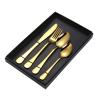 Luxury Golden Stainless Steel Flatware Set Portable Reusable Cutlery Set Travel Utensils Set each box Including Knife Fork Spoon Dishwasher Safe, Travel Utensils (total 4 boxs) view 1