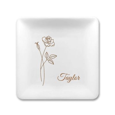 Personalized Jewelry Dish Tray - Bridesmaid Gifts, Proposal Ring Dish, Trinket Holder for Women (Custom Text, Catchall Tray)