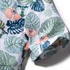 AMIMOJY Toddler Baby Hawaiian Summer Outfit Botton Down Short Sleeve Tops Leave Prints Shirt Shorts Boys Clothes 2 Piece Set, 5-6 Years, Green view 3