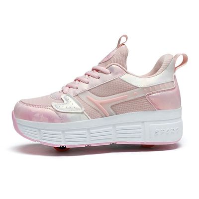 ZYANLING Kids Roller Skate Shoes Roller Sport Sneakers Shoes for Boys Girls with 2-Wheels Unisex Child Retractable Sneakers Shoes for Birthday Children Show Gift