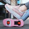ZYANLING Kids Roller Skate Shoes Roller Sport Sneakers Shoes for Boys Girls with 2-Wheels Unisex Child Retractable Sneakers Shoes for Birthday Children Show Gift view 2