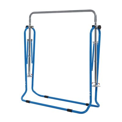 FKHFTI Gymnastics Bar Tumbling Bar for Kids Folding Horizontal Bar 4 Levels Height Adjustable for Beginner Practicing Home Kids Gymnastics Equipment(Color:Blue) (Blue) (Blue)
