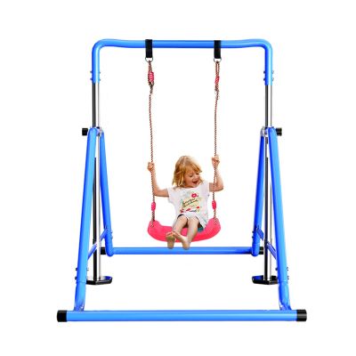 FKHFTI Kids Gymnastics Bar with Flying Rings Horizontal Bar Pull Up Junior Training Bar Folding Adjustable for Home Using,70kg Weight Capacity
