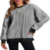 Zeagoo Women 2026 Winter Oversized Sweater Crew Neck Long Sleeve Color Block Pullover Rib Knit Blouse Tops Re Black XX-Large view 1
