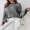 Zeagoo Women 2026 Winter Oversized Sweater Crew Neck Long Sleeve Color Block Pullover Rib Knit Blouse Tops Re Black XX-Large view 2