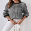 Zeagoo Women 2026 Winter Oversized Sweater Crew Neck Long Sleeve Color Block Pullover Rib Knit Blouse Tops Re Black XX-Large view 3