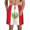 WURTON Flag of Peru Print Men's Swim Trunks Quick Dry Beach Shorts with Pockets Lining Swimwear Bathing Shorts White, X-Large view 1