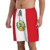 WURTON Flag of Peru Print Men's Swim Trunks Quick Dry Beach Shorts with Pockets Lining Swimwear Bathing Shorts White, X-Large view 2