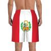 WURTON Flag of Peru Print Men's Swim Trunks Quick Dry Beach Shorts with Pockets Lining Swimwear Bathing Shorts White, X-Large view 3