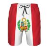 WURTON Flag of Peru Print Men's Swim Trunks Quick Dry Beach Shorts with Pockets Lining Swimwear Bathing Shorts White, X-Large view 4