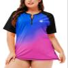 Swim Shirt Women Plus Size Zipper Front Sun Rash Guard Short Sleeve Quick Dry Loose Fit Uv Shirt Purple 4X view 1
