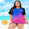 Swim Shirt Women Plus Size Zipper Front Sun Rash Guard Short Sleeve Quick Dry Loose Fit Uv Shirt Purple 4X view 2
