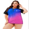 Swim Shirt Women Plus Size Zipper Front Sun Rash Guard Short Sleeve Quick Dry Loose Fit Uv Shirt Purple 4X view 4