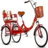 HAOKAZLBR Adult Tricycle, Adult Trikes for Shopping Travel Tricycle for Adult 3 Wheel Bike with Shock-Absorbing Front Fork and Child Back Seat 1 Speed Three-Wheeled Bicycles for Seniors, Women view 1