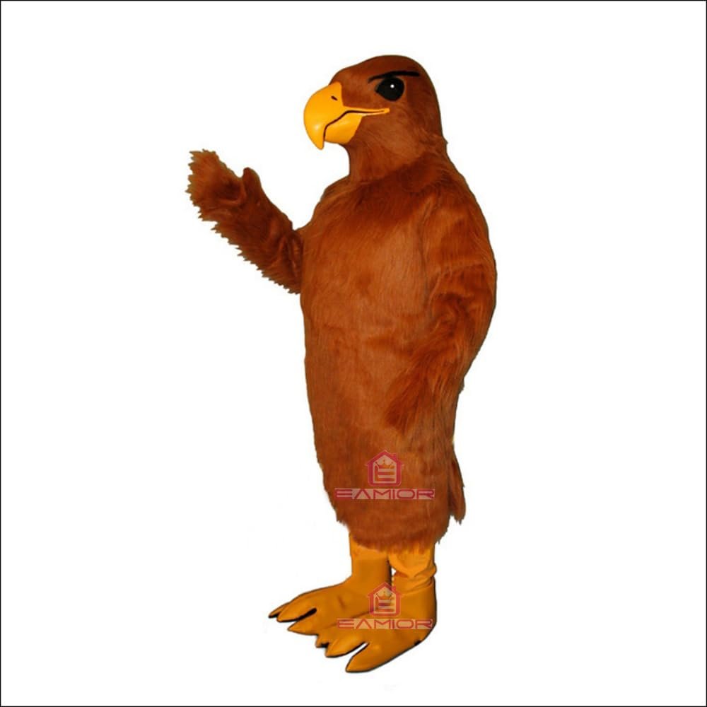 Long Plush Brown Hawk Mascot Costume Adult Size for Men & Women with Built-in Fan Inside the Head