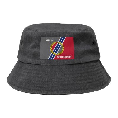 Flag of Montgomery, Alabama Bucket Hat for Women Men Outdoor Sun Hat Summer Beach Travel Fishing Cap Black