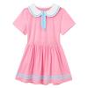 ABAFIP Women's One Piece Bodysuit Pajamas Romper Short Sleeve Doll Collar Pjs Rompers Nightwear Leotard Dress Sleepwear Lounge Wear Peach Small view 3
