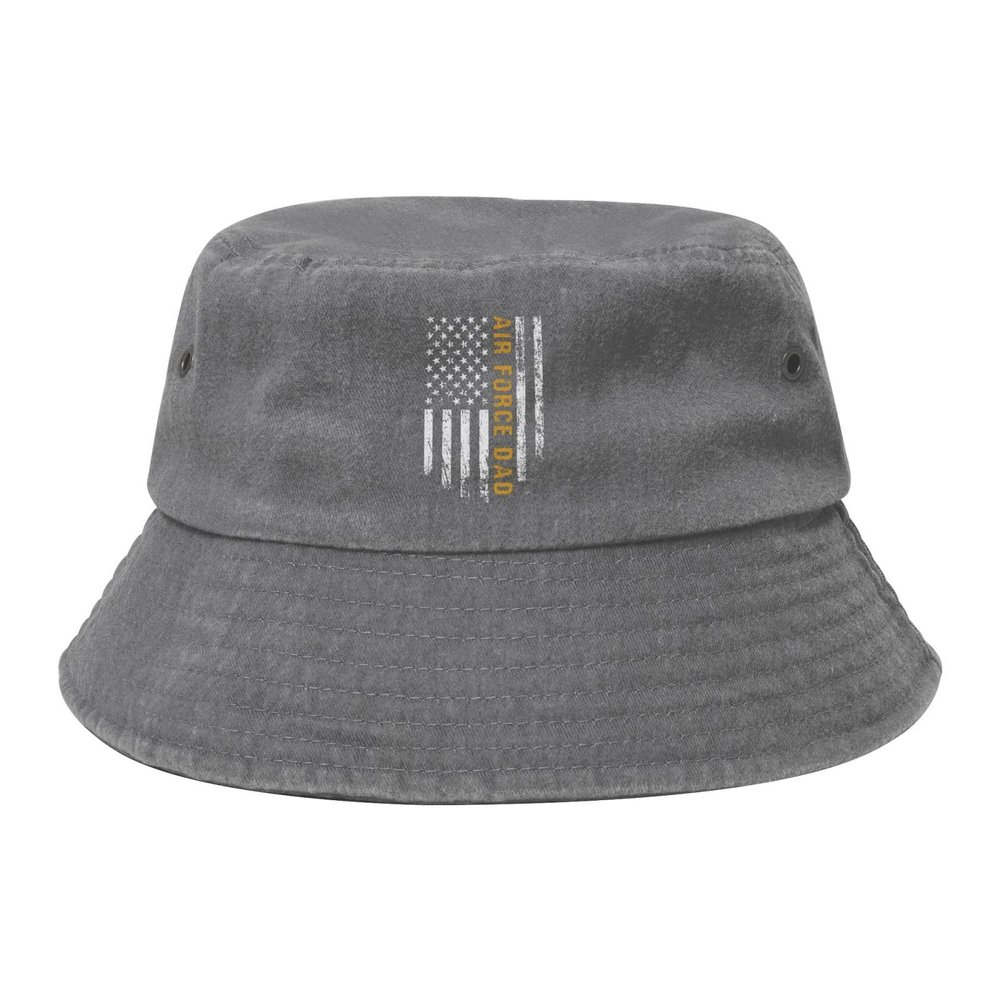 Air Force Dad USA Flag Bucket Hat for Women Men Outdoor Sun Hat Summer Beach Travel Fishing Cap Gray