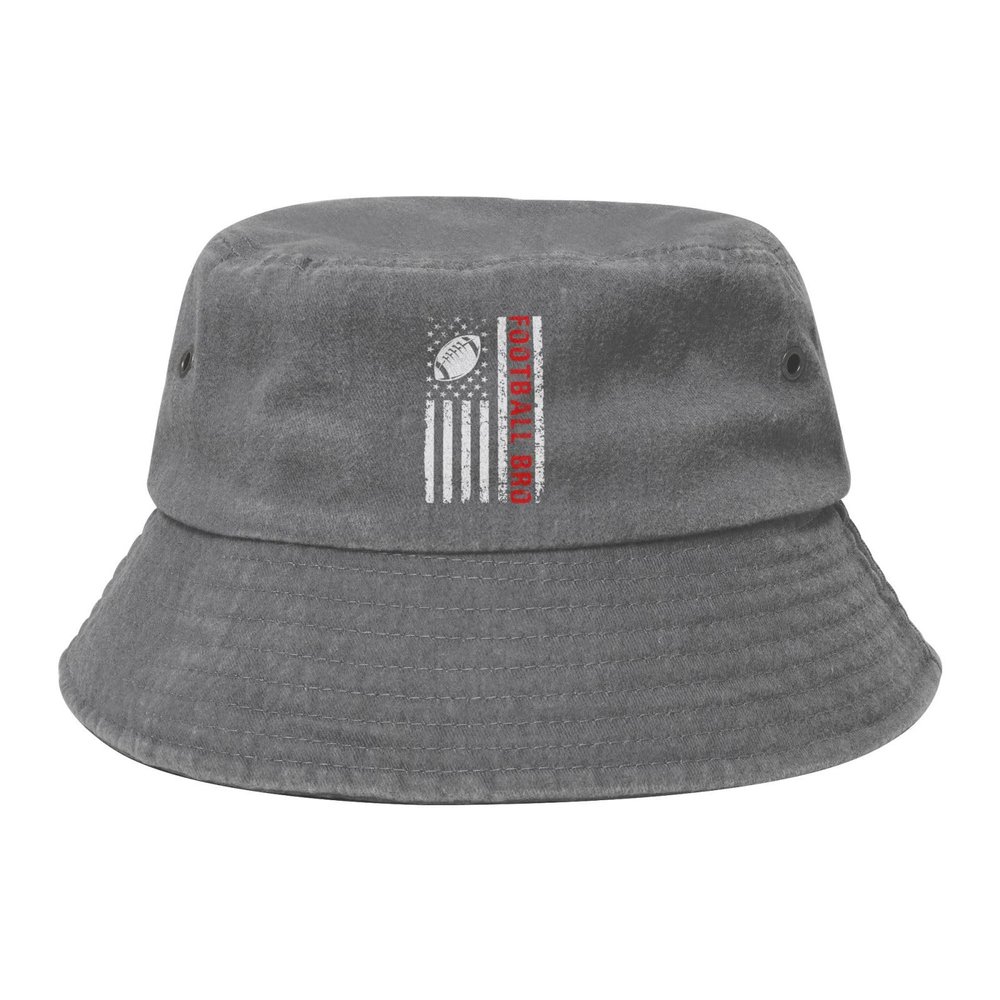 American Football with USA Flag Bucket Hat for Women Men Outdoor Sun Hat Summer Beach Travel Fishing Cap Gray