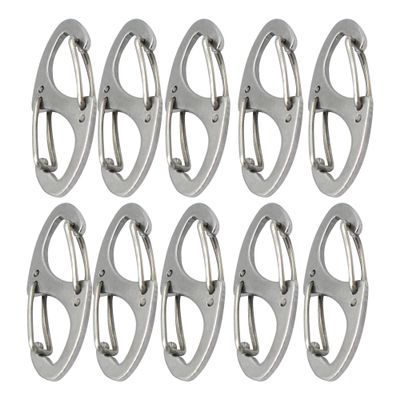Bytiyar Small Carabiner Clips 1.6 inch(41mm) Stainless Double Sided Spring Gate Snap Hooks Keychain Clasp Accessories, 10 Pcs Silver