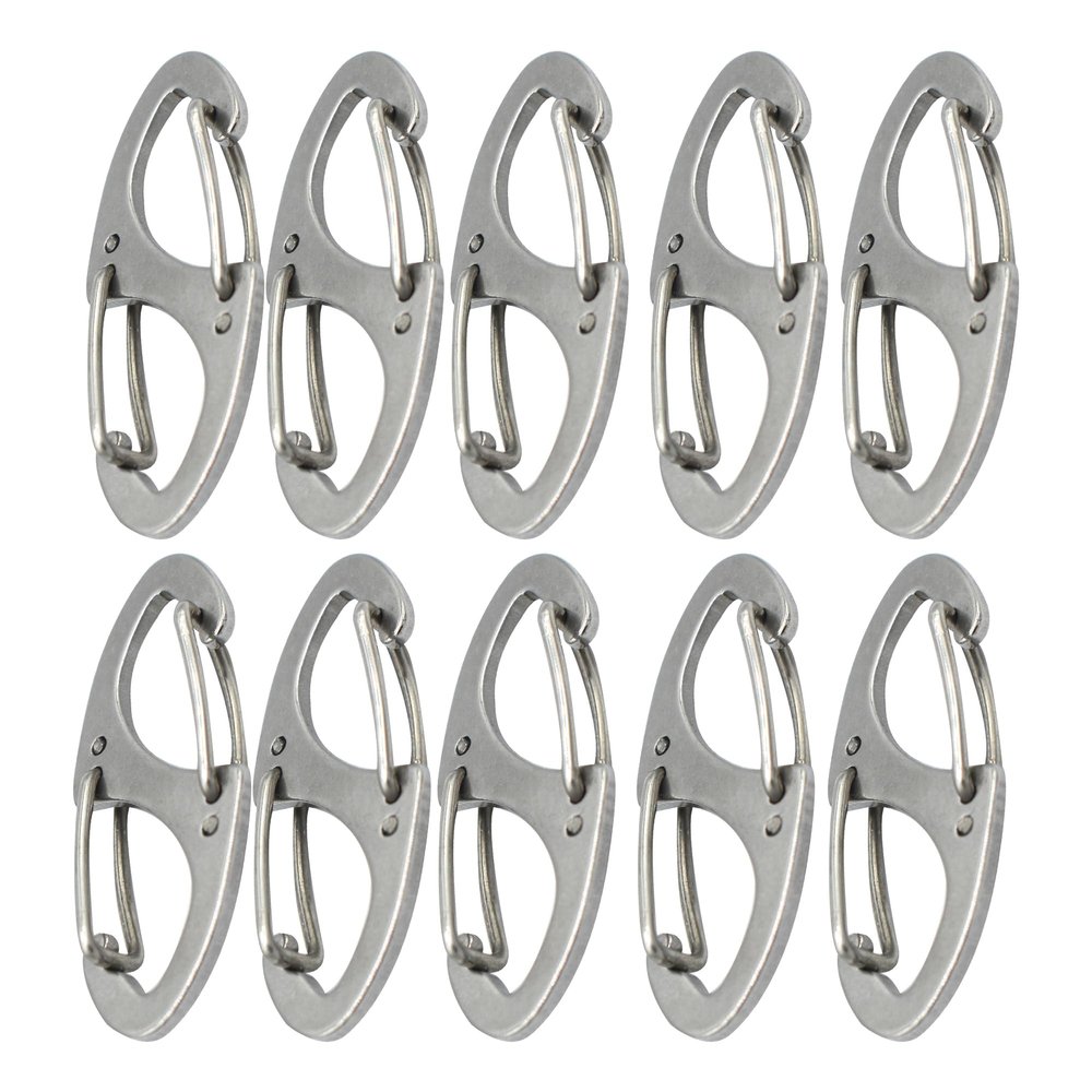 Bytiyar Small Carabiner Clips 1.6 inch(41mm) Stainless Double Sided Spring Gate Snap Hooks Keychain Clasp Accessories, 10 Pcs Silver